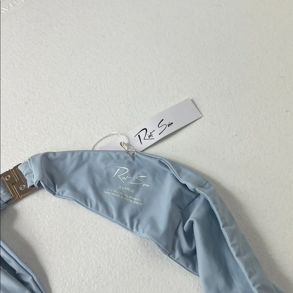 Riot Swim Light Blue Cutout One-Piece Swimsuit - Picture 5 of 8